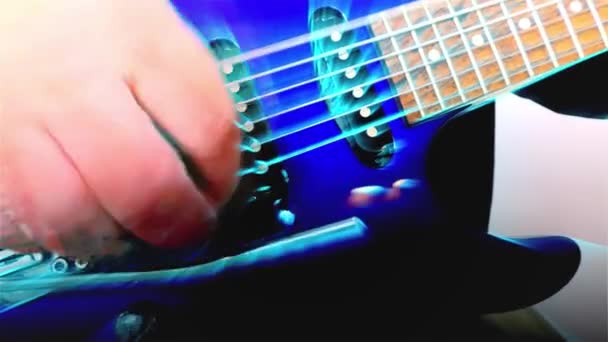 Guitarist Plays Rock Electric Guitar Abstract Guitar Close Light — Stock Video