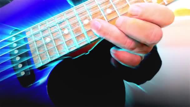 Chitarrista Suona Rock Chitarra Elettrica Chitarra Astratta Primo Piano Light — Video Stock