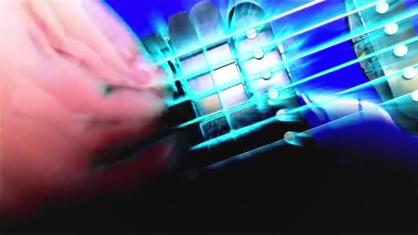 Guitarist Plays Rock Electric Guitar Abstract Guitar Close Light — Stock Video