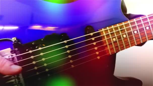 ギタリスト ロック エレクトリック ギター アブストラクト ギター クローズアップ ライトFx — ストック動画