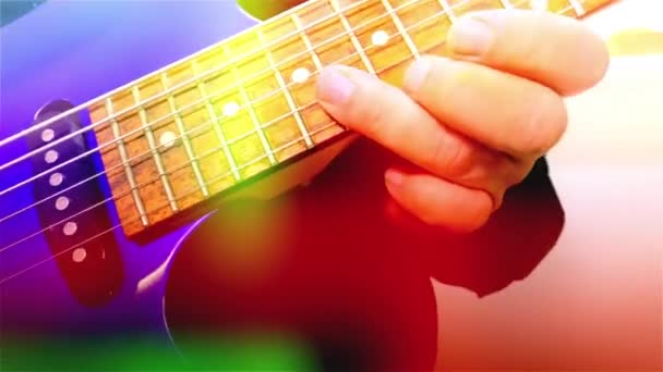 Gitarist Speelt Rock Electric Guitar Abstracte Gitaar Close Licht — Stockvideo