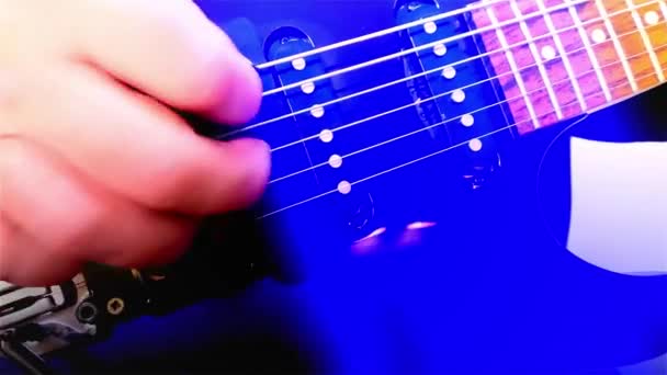 Gitarist Speelt Rock Electric Guitar Abstracte Gitaar Close Licht — Stockvideo