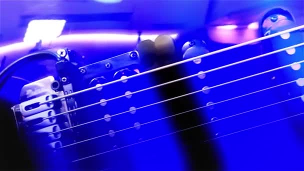 Gitarist Speelt Rock Electric Guitar Abstracte Gitaar Close Licht — Stockvideo