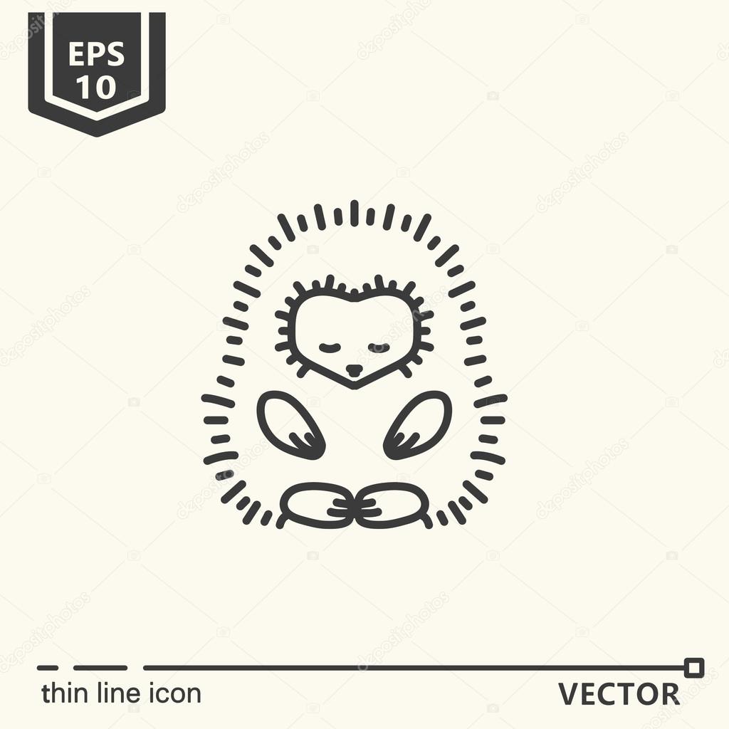 Thin line icon. Meditative Animals series - hedgehog. EPS 10. Isolated object