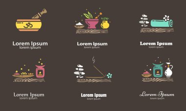 Logo tasarımı için öğeleri kümesi.