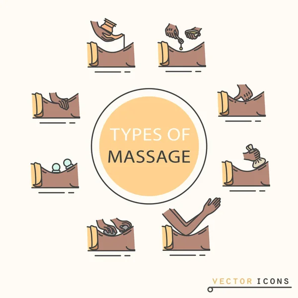 Tipos de masaje — Vector de stock