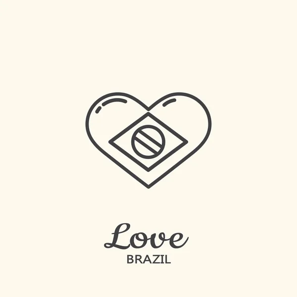 Templat Logo Bendera Brasil di jantung - Stok Vektor