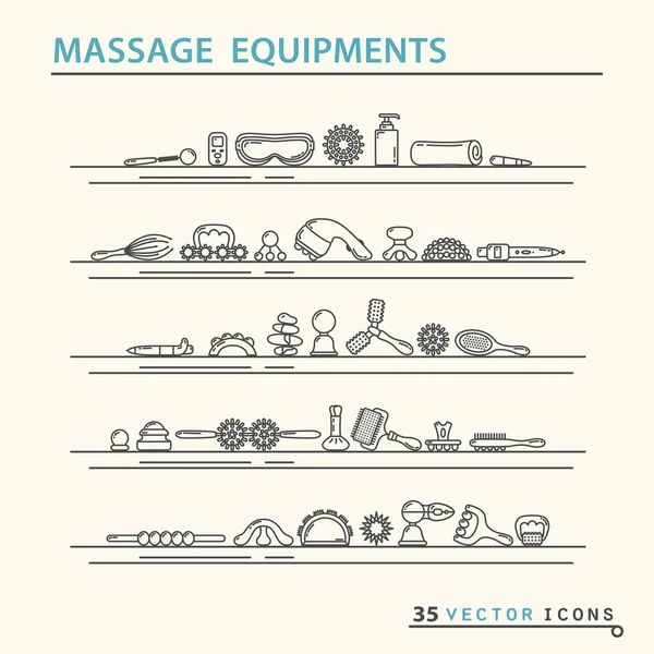 Aparato de masaje - Set de iconos — Vector de stock