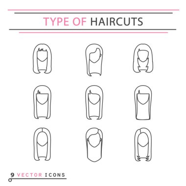 İnce çizgi simgesi - saç kesimi türü