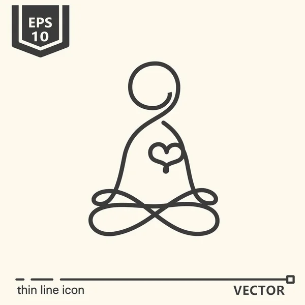Icono de línea delgada - Meditador — Vector de stock