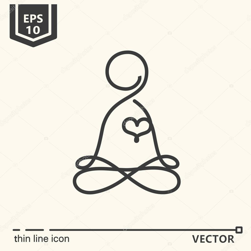 Thin line icon - Meditator