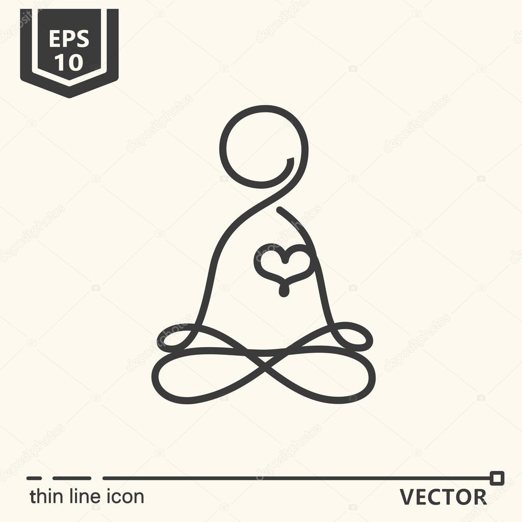 Thin line icon - Meditator. EPS 10 Isolated object