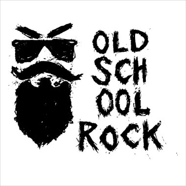 Old school rock - benzersiz el çizilmiş yazı.