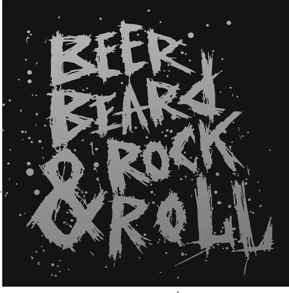 Manifesto vintage Birra, barba e rock roll - scritte disegnate a mano uniche . — Vettoriale Stock