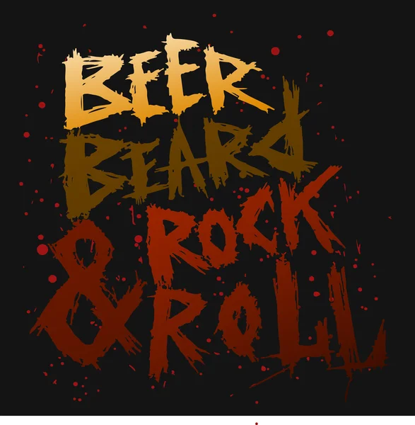 老式的海报啤酒、 胡子和岩石滚-独特手绘制的刻字. — 图库矢量图片