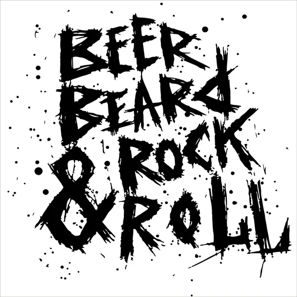 VINTAGE poster bira, sakal ve rock roll - benzersiz çizilmiş yazı el.