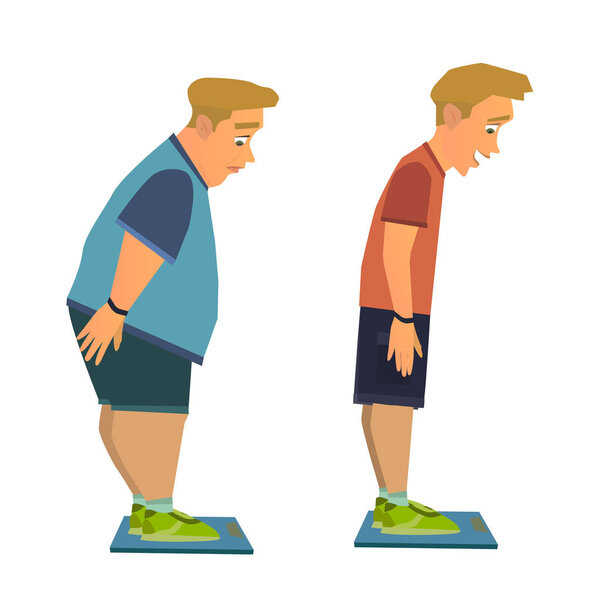 before and after weight loss. rejuvenation. Fat woman comparison thin