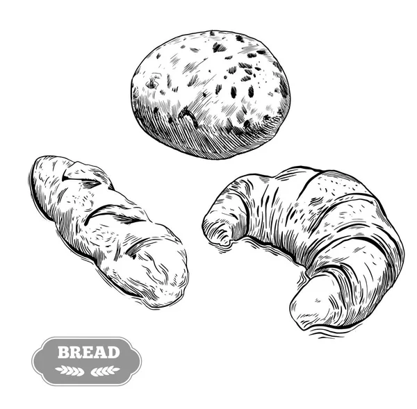 Pane decorativo disegnato a mano panetteria — Vettoriale Stock