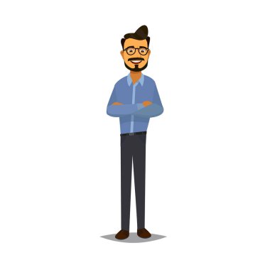 İş adam karakter. İş içinde rahat kıyafetler mans. Duygu ve ifadeler