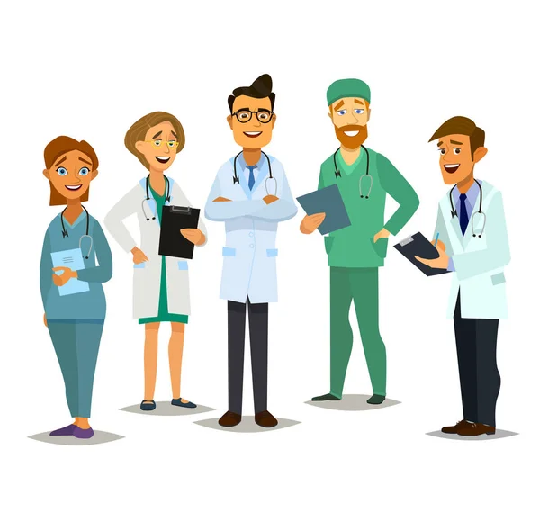 Takım doktorlar o düz stil vektör çizim. Düz stil vektör çizim