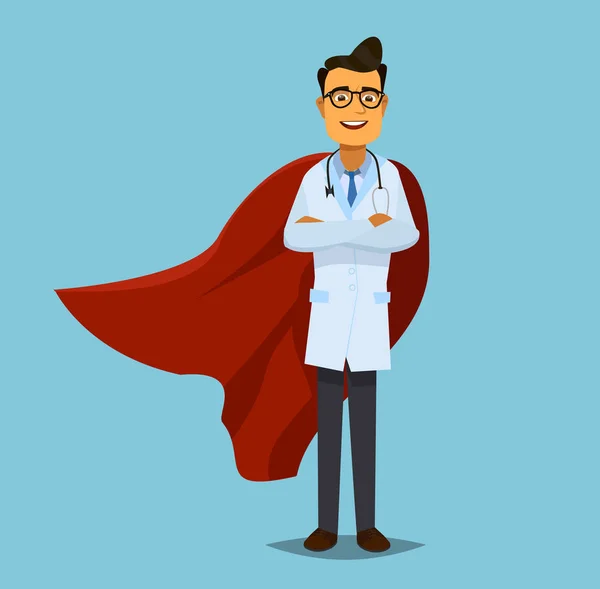 Süper Doktor ve tıbbi konsept tasarımı, temiz vektör
