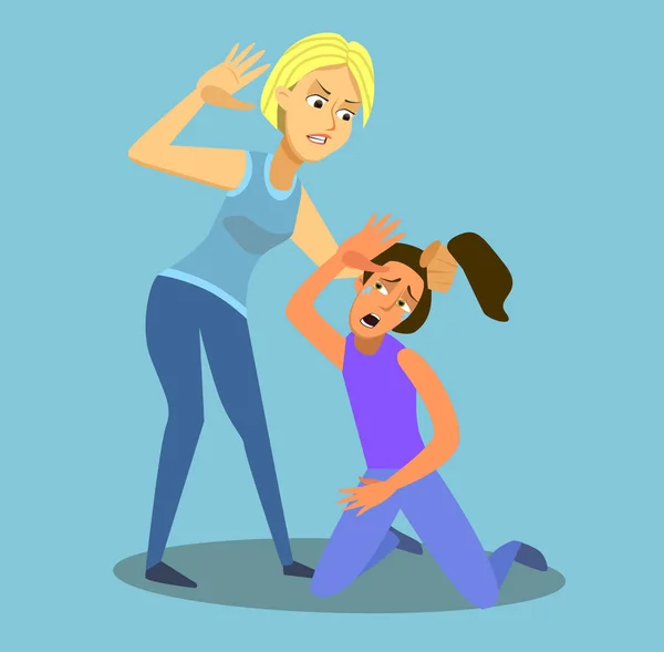 Illustration Featuring Two Girls Fighting Vector Graphics