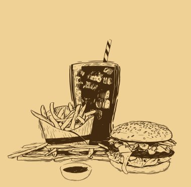 Elle çizilmiş kroki lokanta.