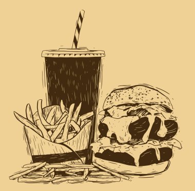 Elle çizilmiş kroki lokanta.