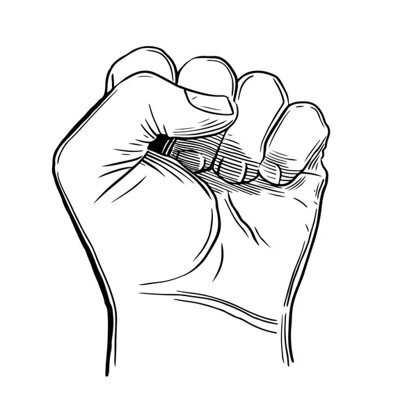 Disegno schizzo pugno mano gesto — Vettoriale Stock