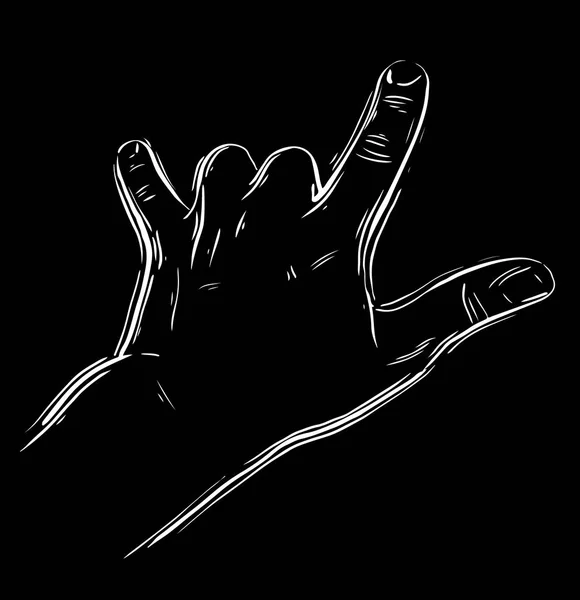 Rock on hand sign, rock n roll, hard rock, — Stock Vector