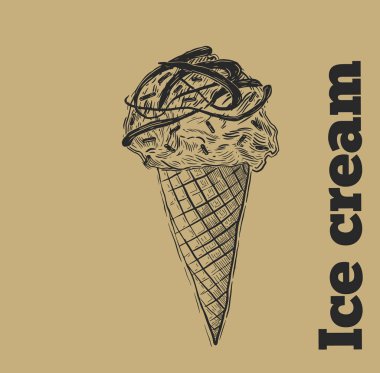 Elle çizilmiş vektör seti. Detaylı dondurma ve meyveli tatlı.