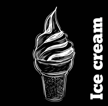 Elle çizilmiş vektör seti. Detaylı dondurma ve meyveli tatlı.