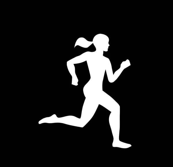 Een vrouwelijke jogger in silhouet profiel. 2 lichtjes verschillende versies aangeboden. — Stockvector