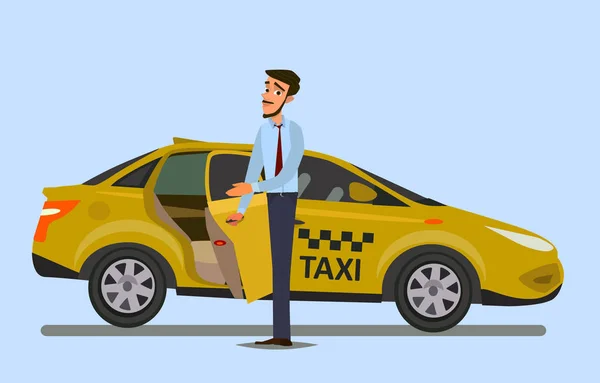 Taxi driver concept. Auto, openbaar vervoer, vervoer, symbool van de overdracht of pictogram. Vectorillustratie — Stockvector