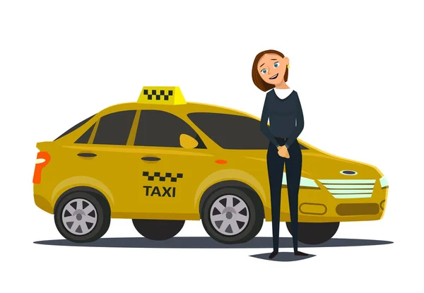 Taksi sürücüsü kavramı. Araba, ulaşım, ulaşım, transfer sembolü veya simge. Vektör çizim — Stok Vektör