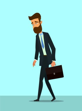 Yorgun bir ofis çalışanı. İş stresi. İş hayatında başarısızlık kavramı. Düz bir şekilde vektör illüstrasyonu