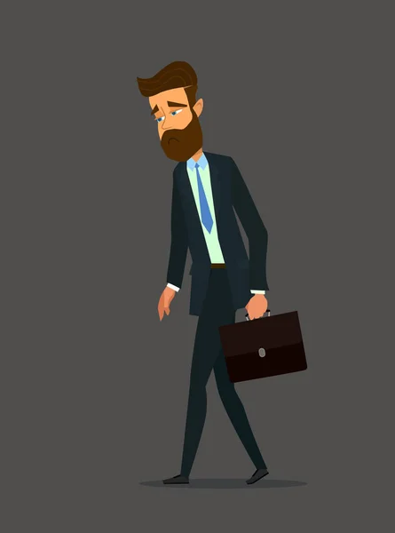 Trabajador de oficina cansado. Estrés en el trabajo. Concepto de fracasos en los negocios. Ilustración vectorial en un estilo plano — Vector de stock