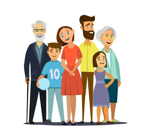 Una gran familia juntos. Ilustración vectorial de diseño plano — Archivo Imágenes Vectoriales