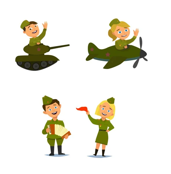 Çocuk kostüm Sovyet askerlerinin karakter. Rus Zafer Bayramı 9 Mayıs tarihinde.