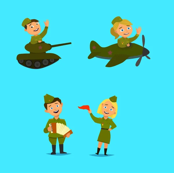 Çocuk kostüm Sovyet askerlerinin karakter. Rus Zafer Bayramı 9 Mayıs tarihinde.