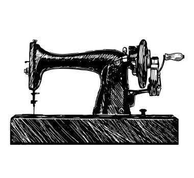 Vintage dikiş makinesi. Vektör çizim.