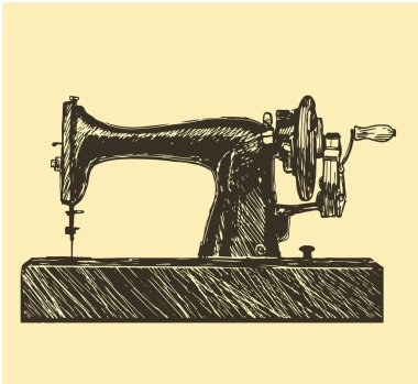 Vintage dikiş makinesi. Vektör çizim.