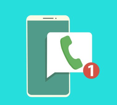 Vector . Smart phone with missed call symbol on the screen. Vector illustration in flat style.