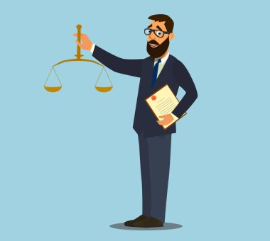 Successfully and won the case.successful lawyer. vector illustration in cartoon style. Business Consultant Character