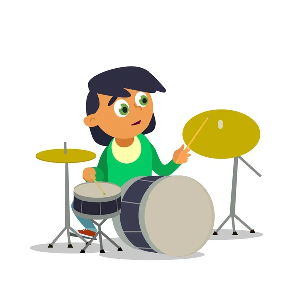 Banda musicale per bambini su sfondo bianco. Cantante e musicisti. Illustrazione vettoriale in stile cartone animato — Vettoriale Stock