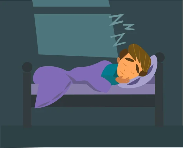 Cartoon of little boy sleeping on a pillow. Isolated — Stok Vektör