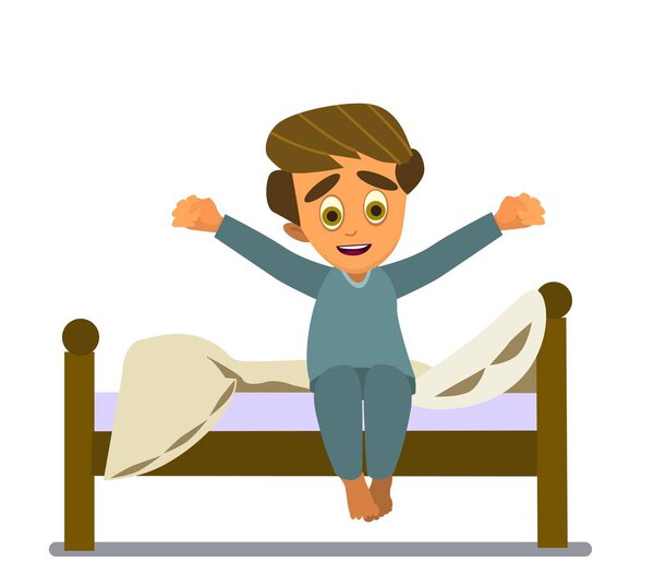 маленький мальчик просыпается утром
