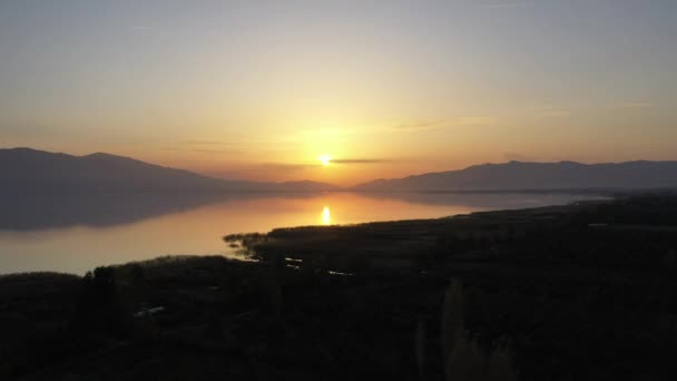 Krásný Západ Slunce Nad Jezerem Letecký Pohled Jezero Iznik Turecko — Stock video