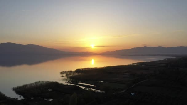 Krásný Západ Slunce Nad Jezerem Letecký Pohled Jezero Iznik Turecko — Stock video