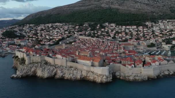 Flygfoto Över Dubrovnik Kroatien Gamla Stan Dubrovnik Berömd Historisk Och — Stockvideo